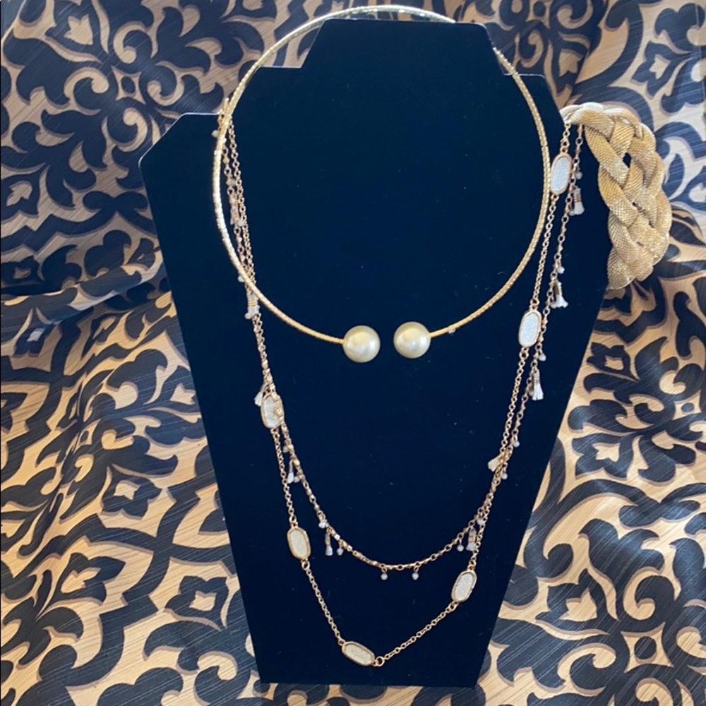 Two necklaces, a choker & bracelet